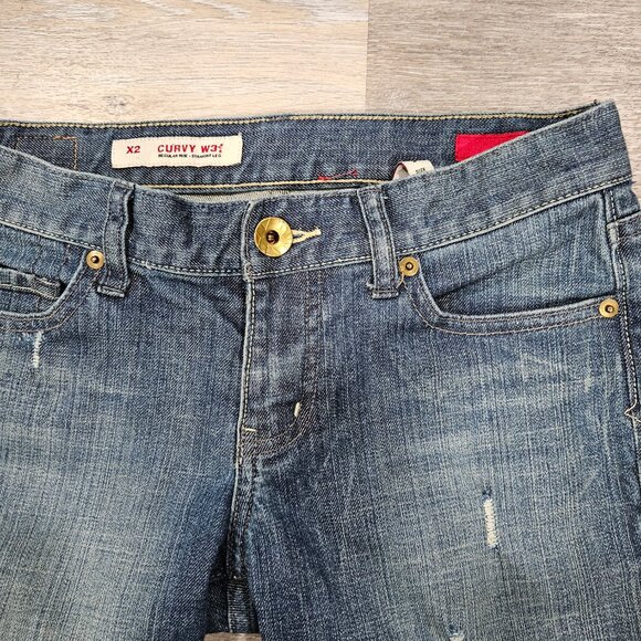 Express X2 Curvy W31 Fit Quality Denim Jeans Women’s Size 0 Regular Vintage - Picture 3 of 10